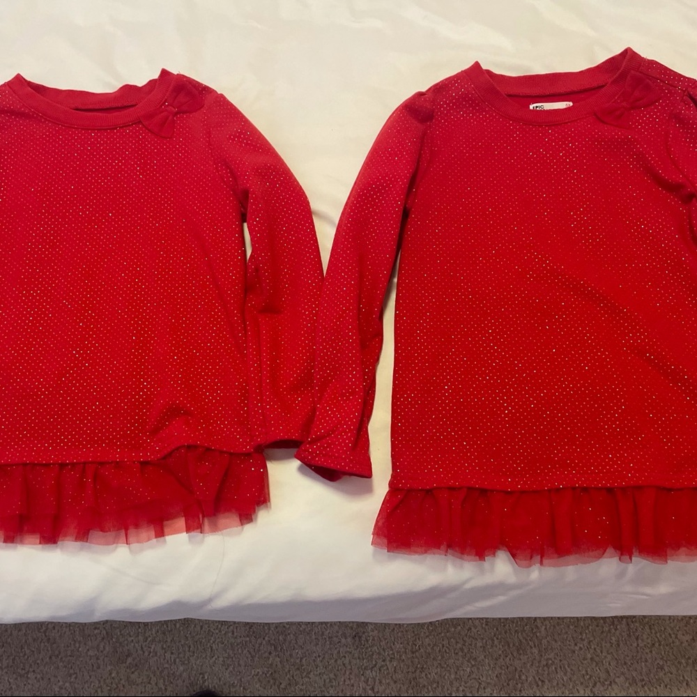 Adorable Red Long Sleeved Shirts with Red Bow Detail (2)